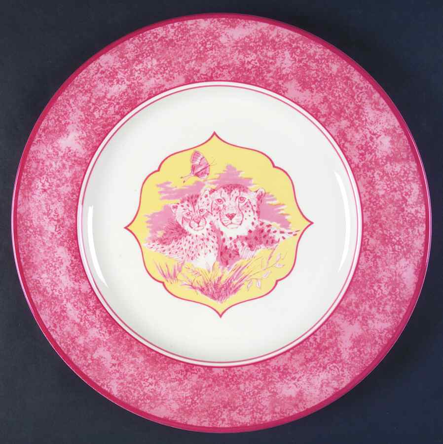African Inspirations Cranberry and Yellow 12" Chop Plate (Round Platter) by Lynn Chase-1