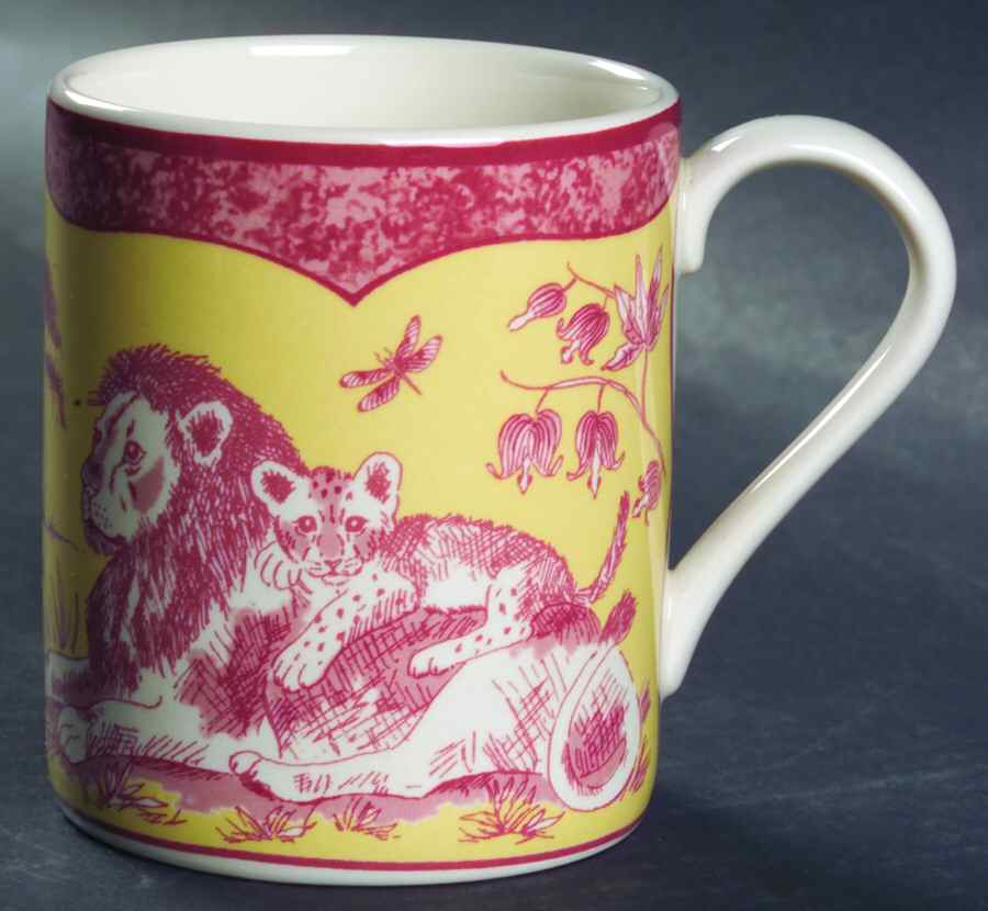 African Inspirations Cranberry and Yellow Mug by Lynn Chase-1