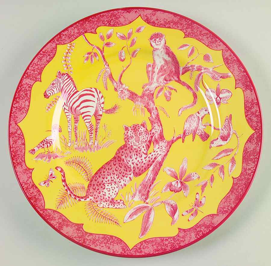 African Inspirations Cranberry and Yellow Dinner Plate by Lynn Chase-1