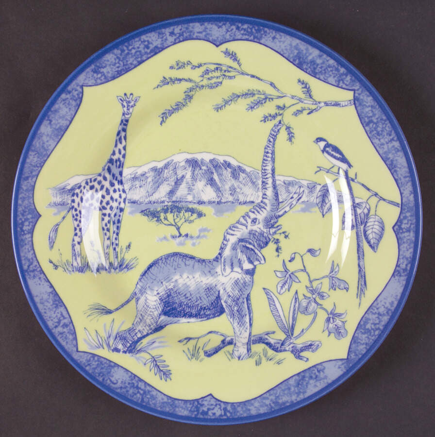 African Inspirations Blue and Green Salad Plate by Lynn Chase-1
