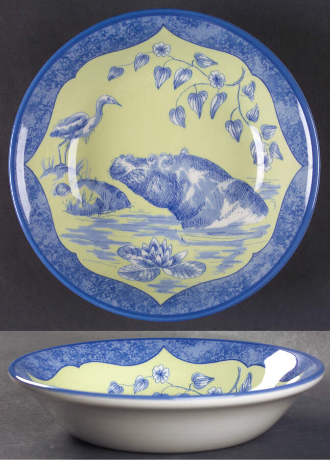 African Inspirations Blue and Green Soup/Cereal Bowl by Lynn Chase-1