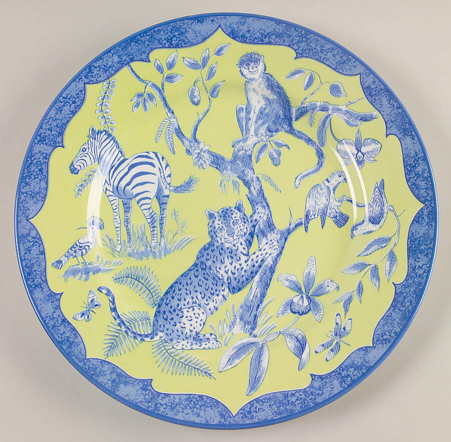 African Inspirations Blue and Green Dinner Plate by Lynn Chase-1