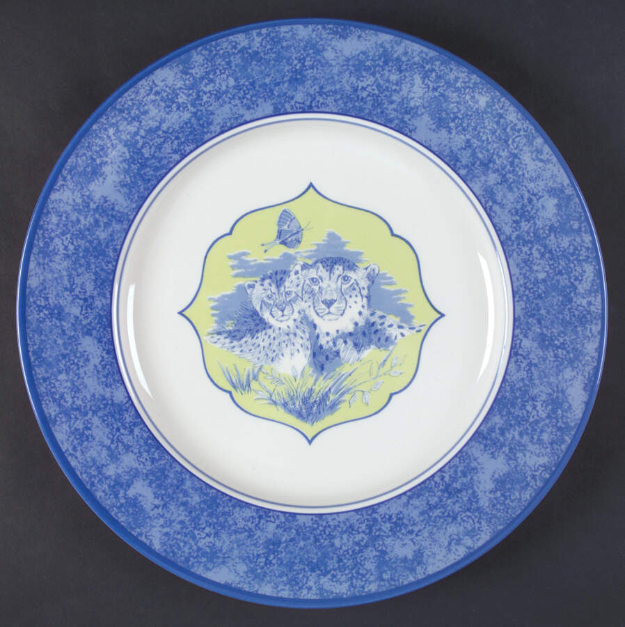 African Inspirations Blue and Green 12" Chop Plate (Round Platter) by Lynn Chase-1