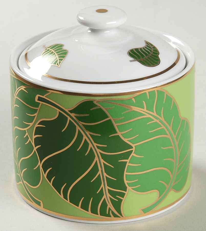 Gold Leaf Sugar Bowl & Lid by Lynn Chase-1