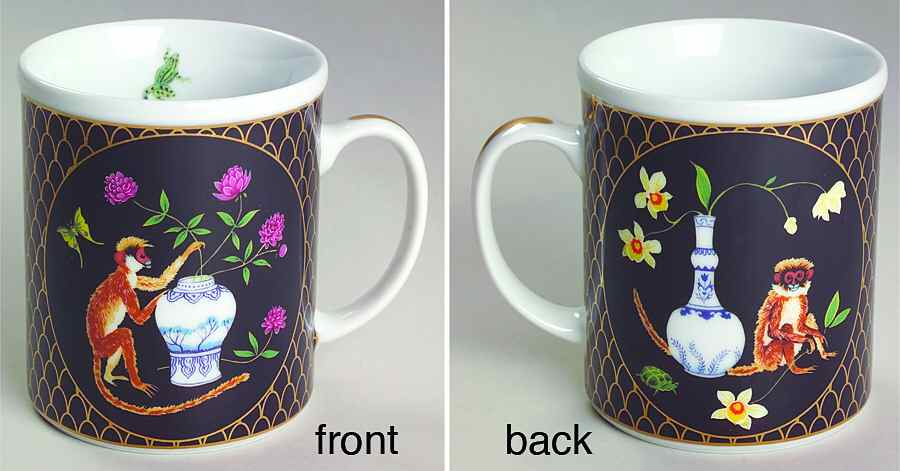 Monkey Garden Mug (2 Motifs on 1 Mug) by Lynn Chase-1