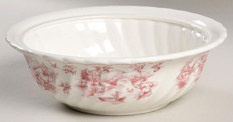 Toile Pink (Scalloped) Round Vegetable No Lid by Churchill-1