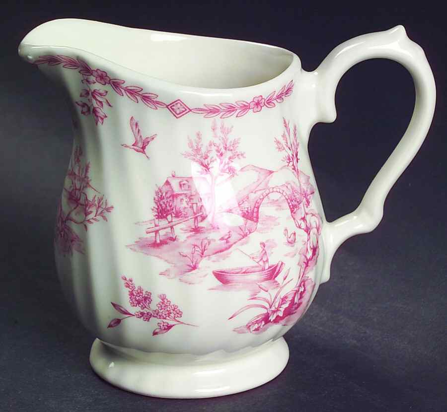 Toile Pink (Scalloped) Creamer by Churchill-1