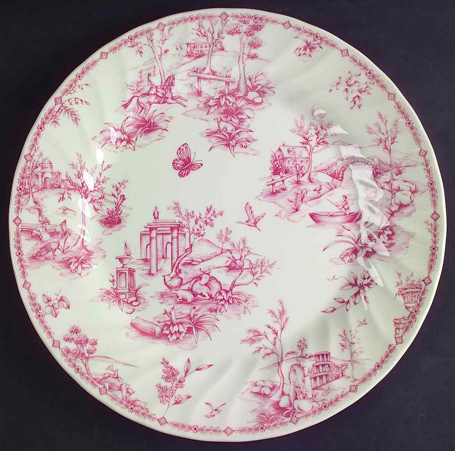 Toile Pink (Scalloped) Dinner Plate by Churchill-1