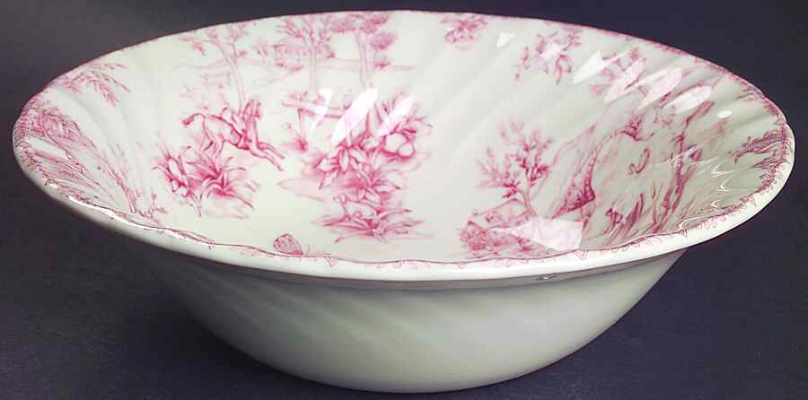 Toile Pink (Scalloped) 9" Round Vegetable Bowl by Churchill-1
