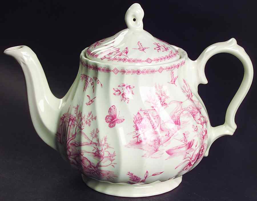 Toile Pink (Scalloped) Teapot & Lid by Churchill-1