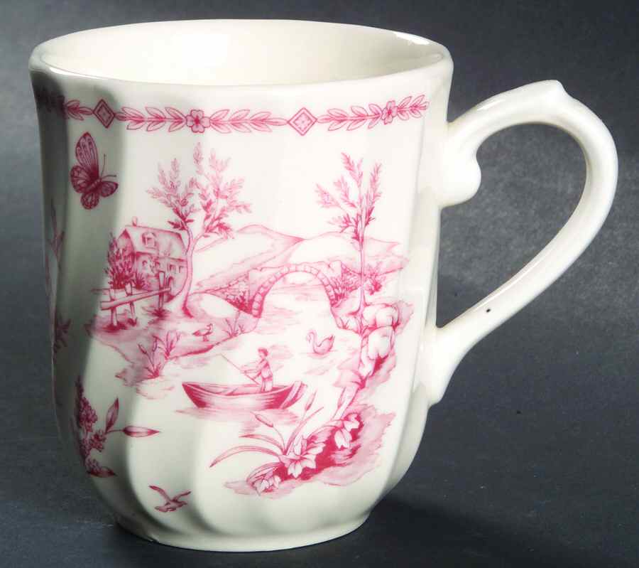 Toile Pink (Scalloped) Mug by Churchill-1