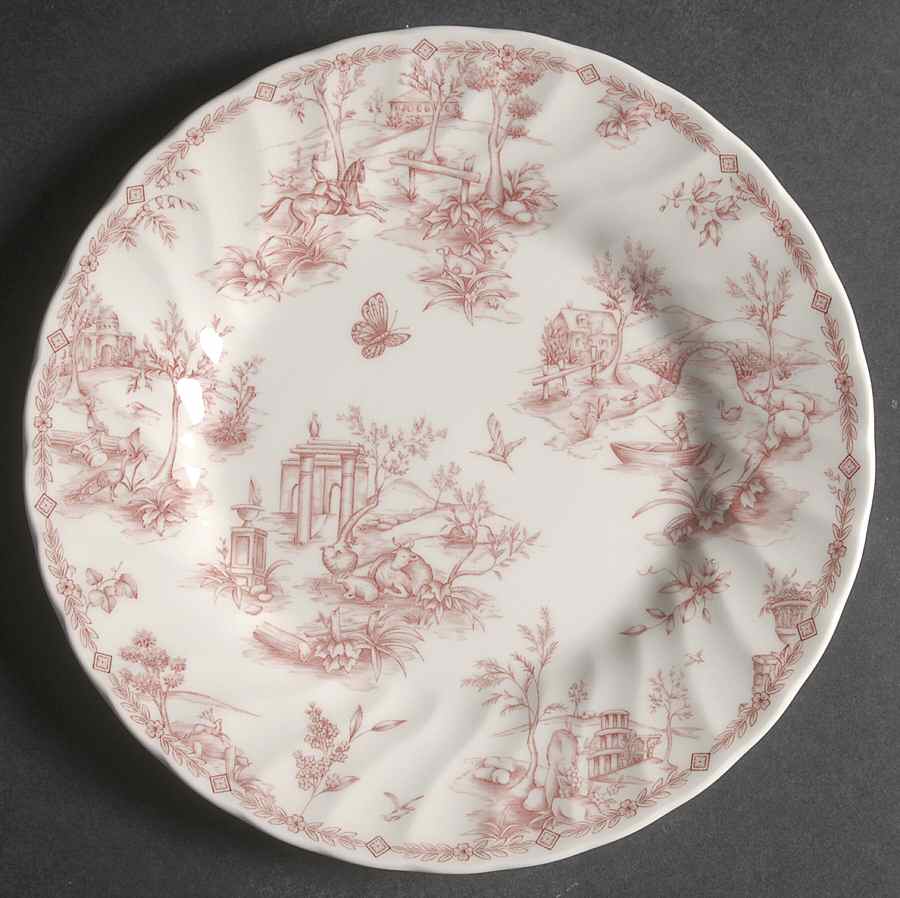 Toile Pink (Scalloped) Salad/Dessert Plate by Churchill-1