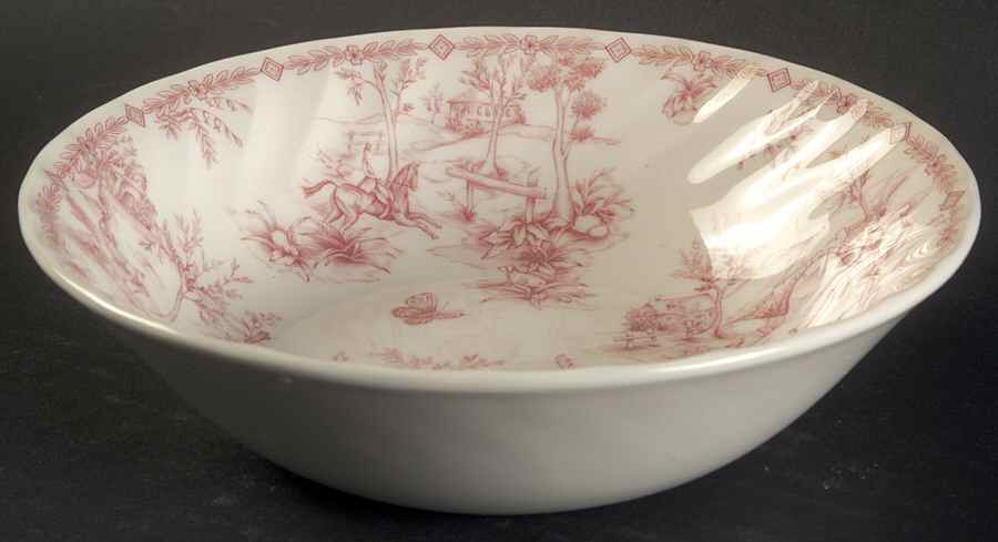 Toile Pink (Scalloped) Soup/Cereal Bowl by Churchill-1
