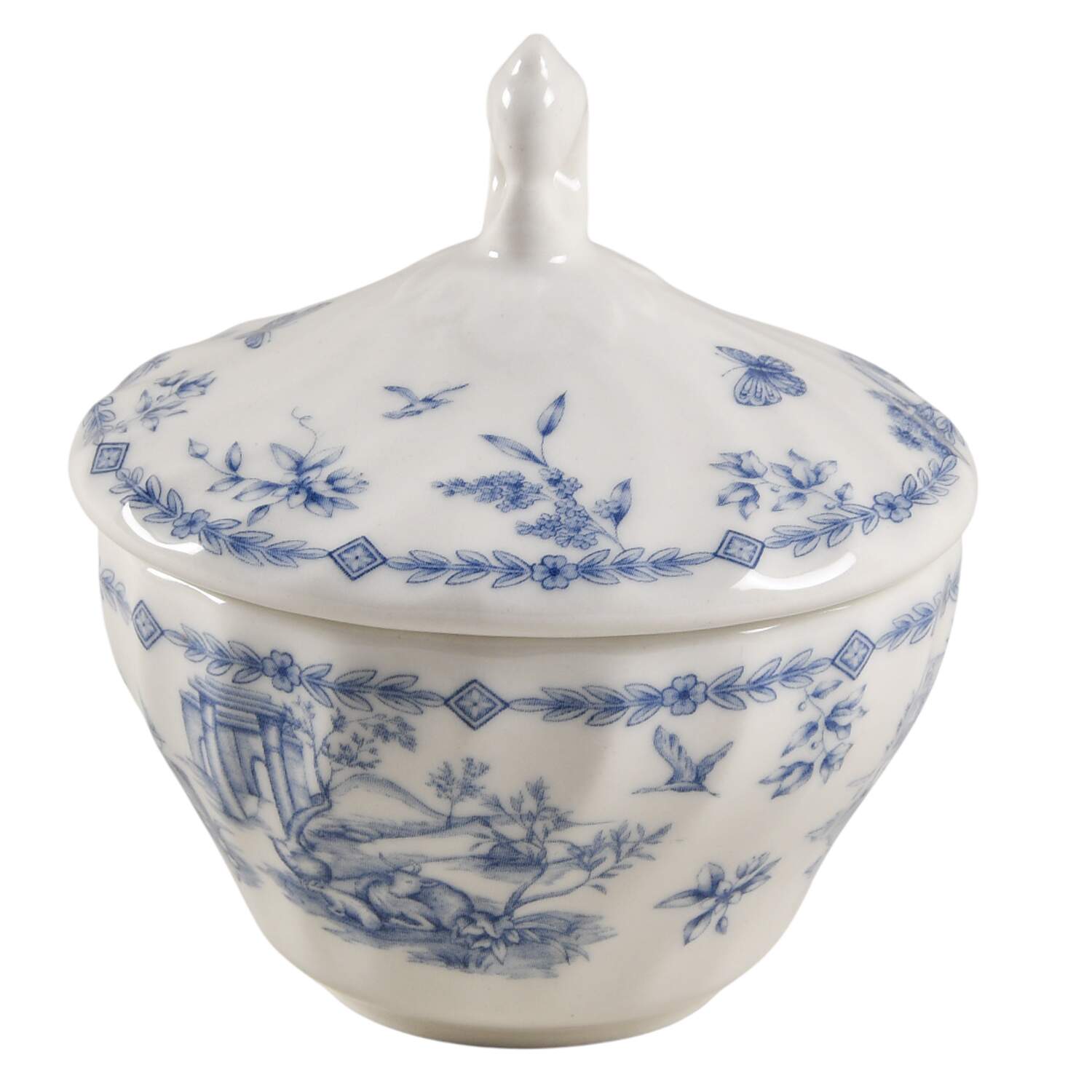 Toile Blue (Scalloped) Sugar Bowl & Lid by Churchill-1