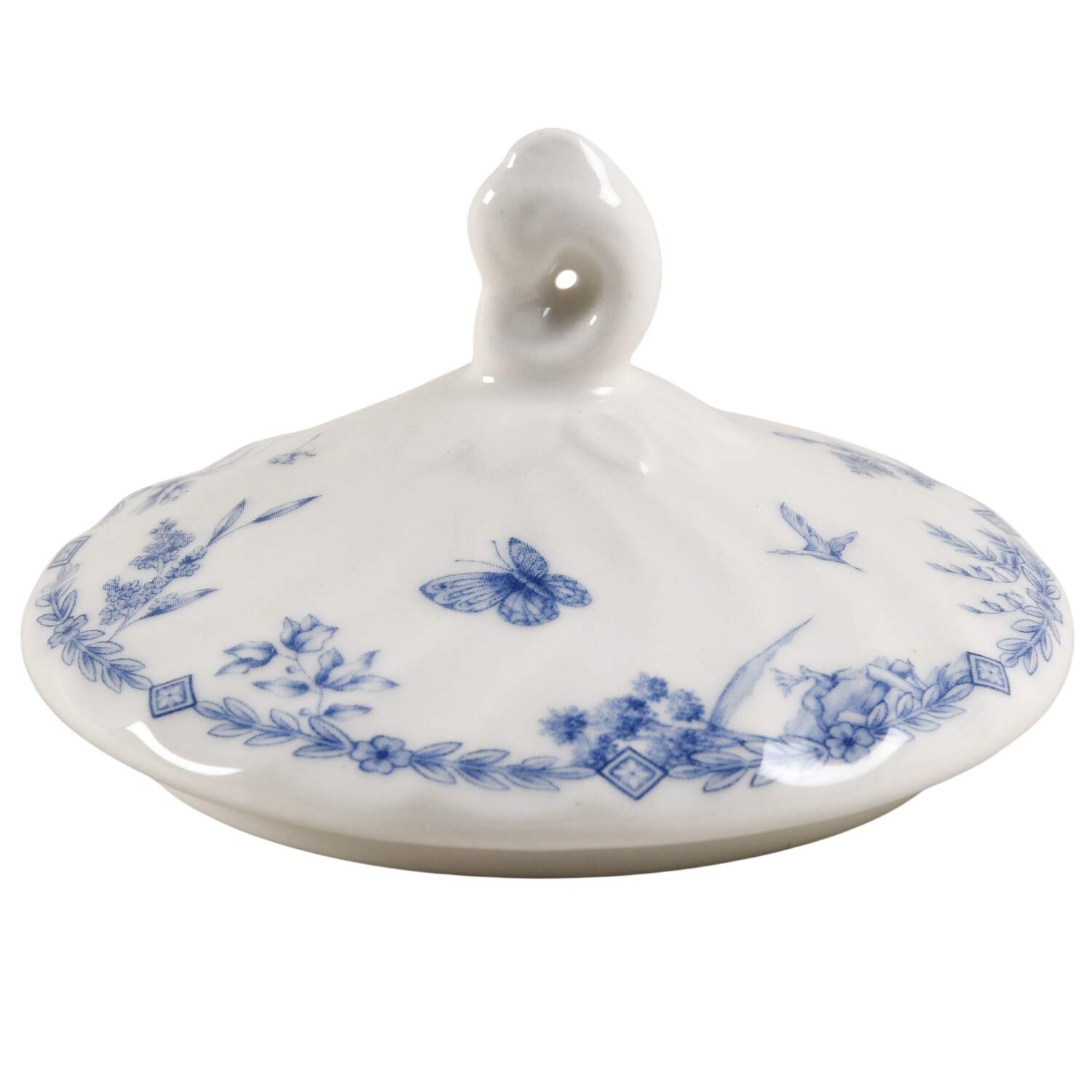 Toile Blue (Scalloped) Lid for Sugar Bowl by Churchill-1