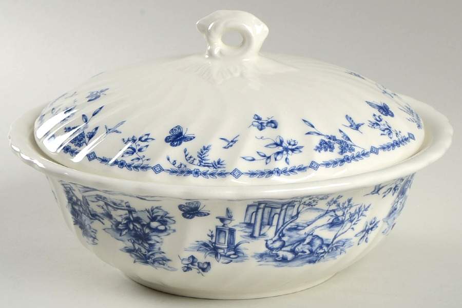 Toile Blue (Scalloped) Round Covered Vegetable by Churchill-1