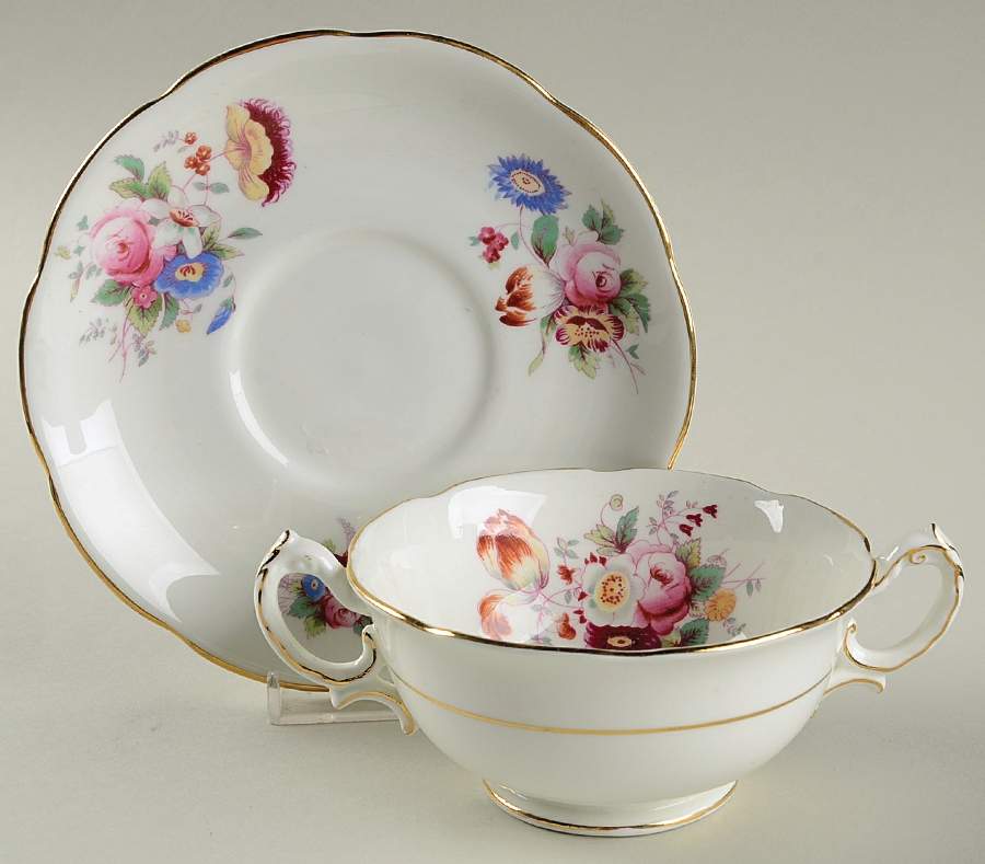 R703 Footed Cream Soup Bowl & Saucer Set by Coalport-1