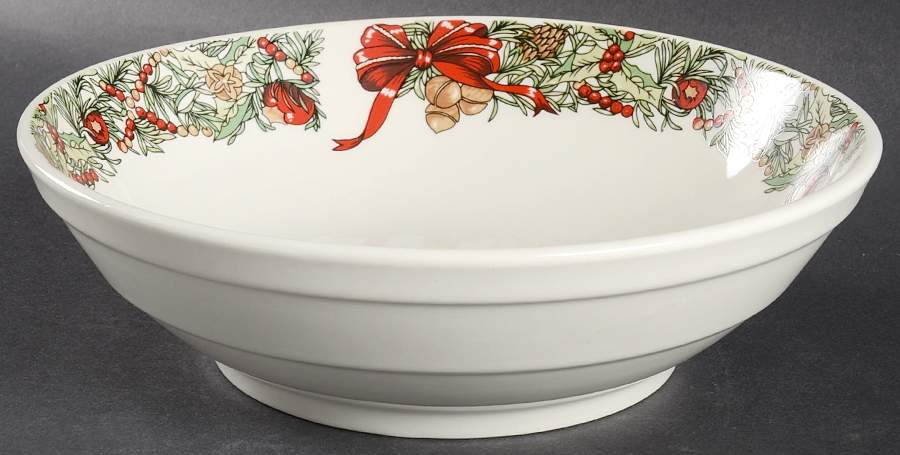 Holiday Wreath 9" Round Vegetable Bowl by The Cellar (China)-1