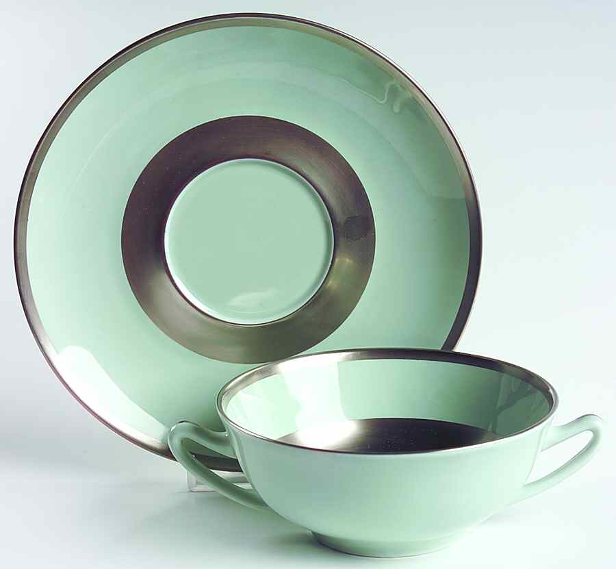 William Celadon Flat Cream Soup & Saucer Set by Charles Field Haviland-1