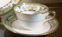 Cro259 Footed Cup & Saucer Set by Crooksville-1