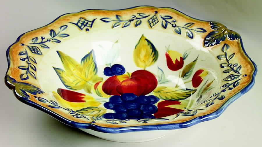 Tuscan Fruit Blue 14" Pasta Serving Bowl by Certified International-1