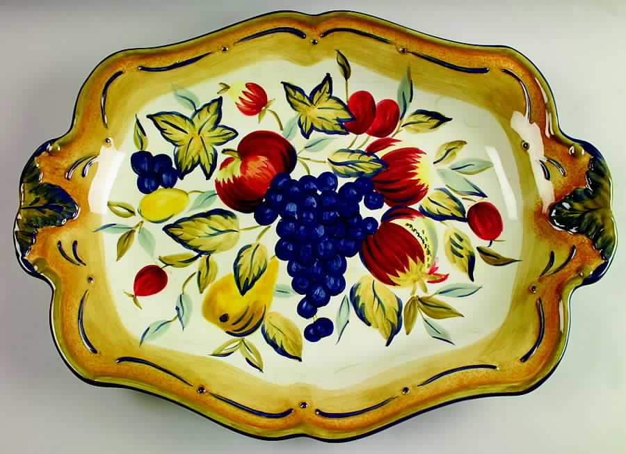 Tuscan Fruit Blue 19" Oval Serving Platter by Certified International-1