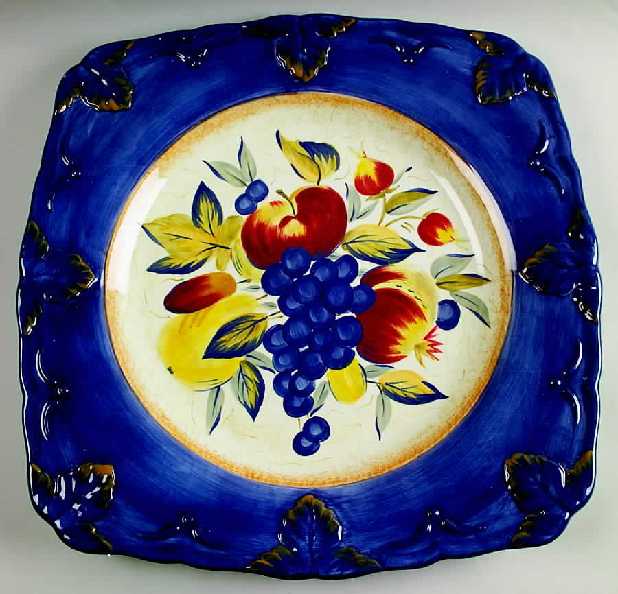 Tuscan Fruit Blue 16" Square Serving Platter by Certified International-1
