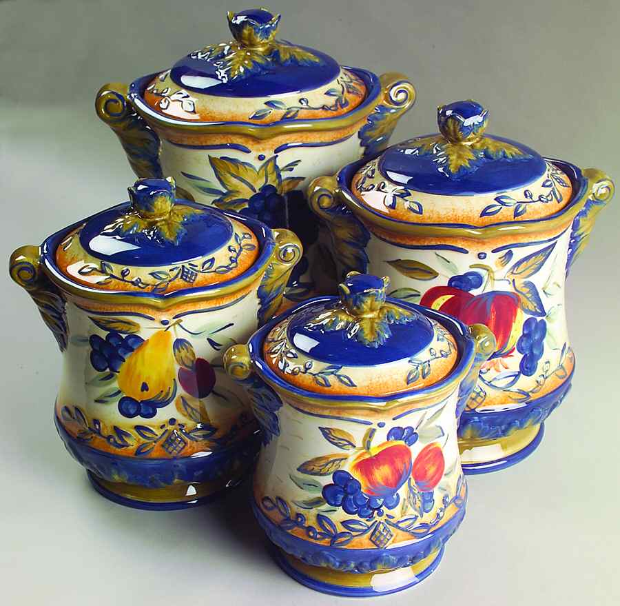 Tuscan Fruit Blue (4 Piece) Canister Set (Box Set) by Certified International-1