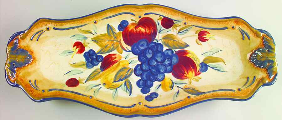 Tuscan Fruit Blue 20" Fish Platter by Certified International-1