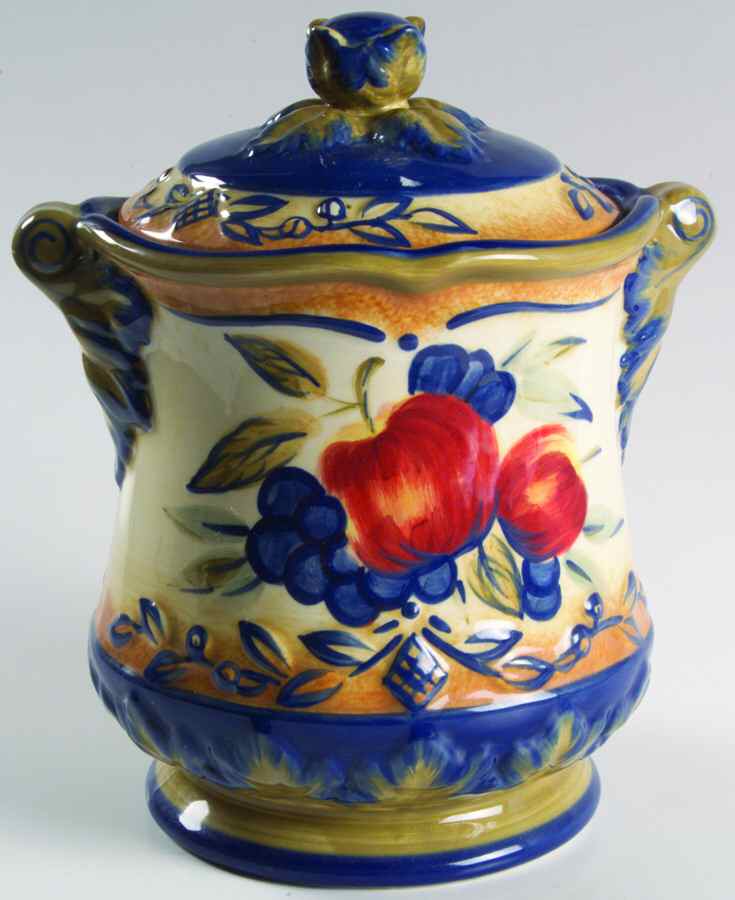 Tuscan Fruit Blue Small Canister & Lid by Certified International-1
