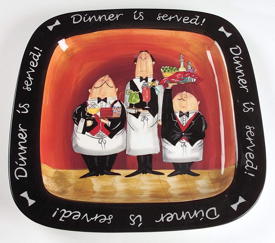Dinner Is Served 16" Square Serving Platter by Certified International-1