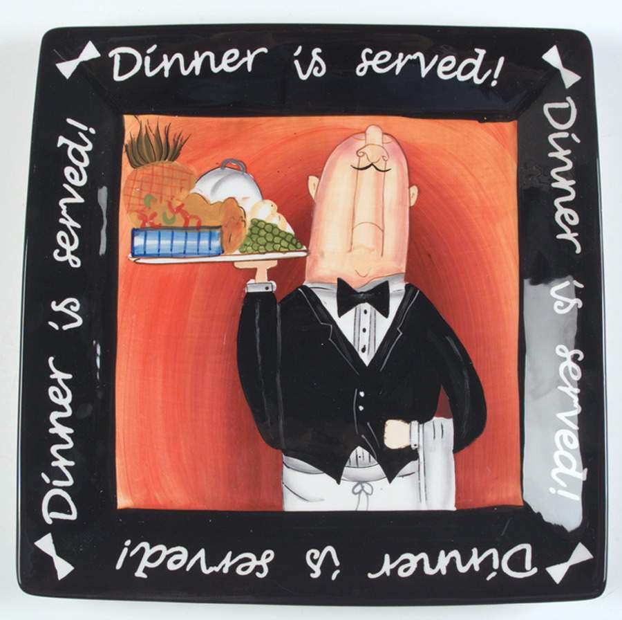 Dinner Is Served 13" Square Serving Platter by Certified International-1