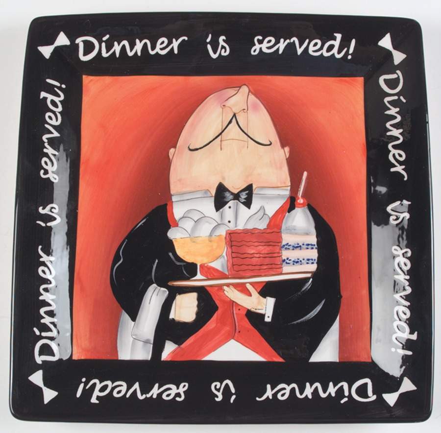 Dinner Is Served 13" Square Serving Platter by Certified International-1