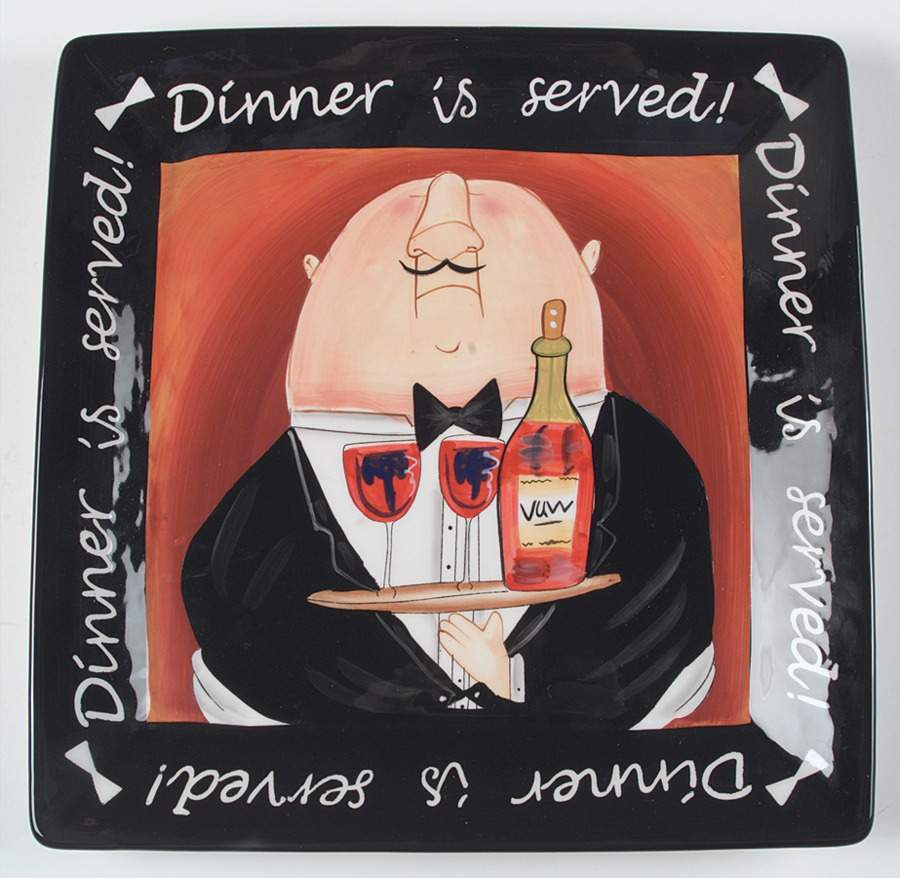 Dinner Is Served 13" Square Serving Platter by Certified International-1