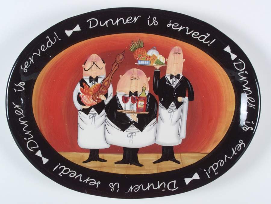 Dinner Is Served 18" Oval Serving Platter by Certified International-1