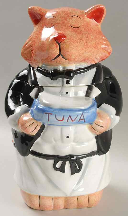Dinner Is Served Cat Treats Holder/Jar & Lid by Certified International-1