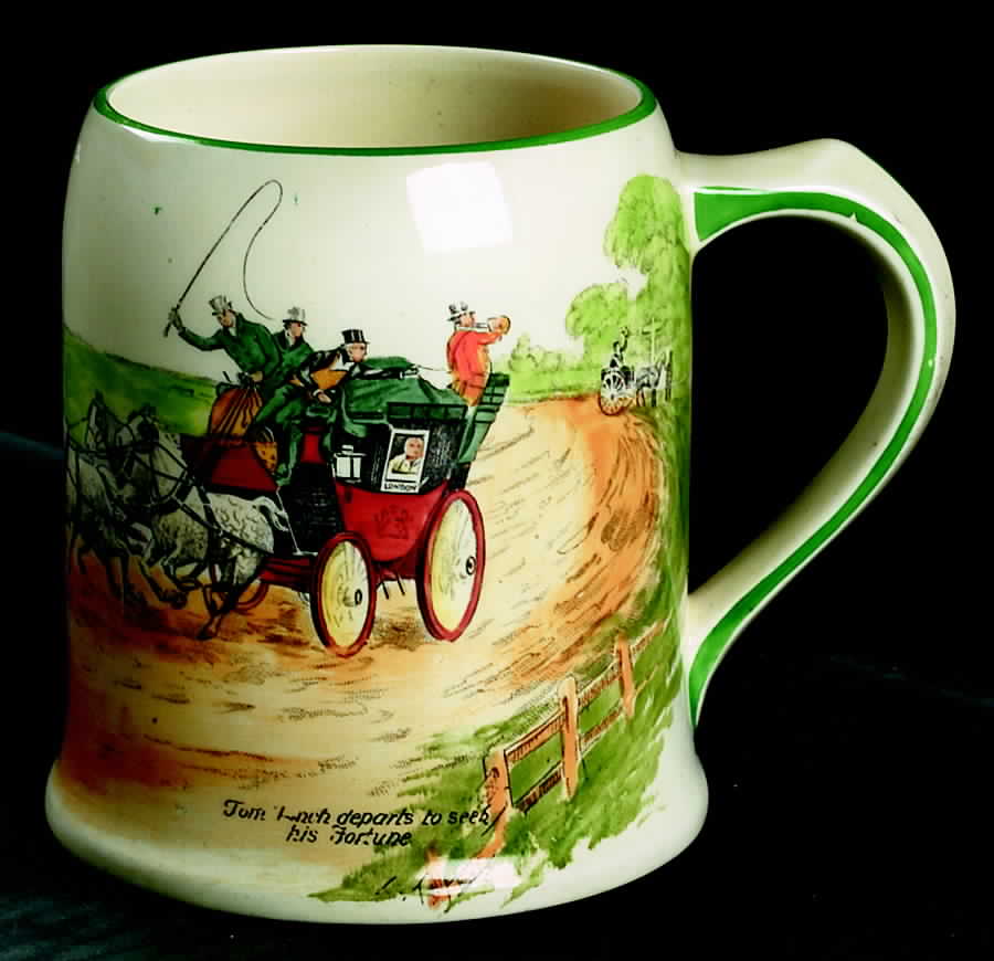 Dickens (Green Trim) Tankard by Crown Ducal-1