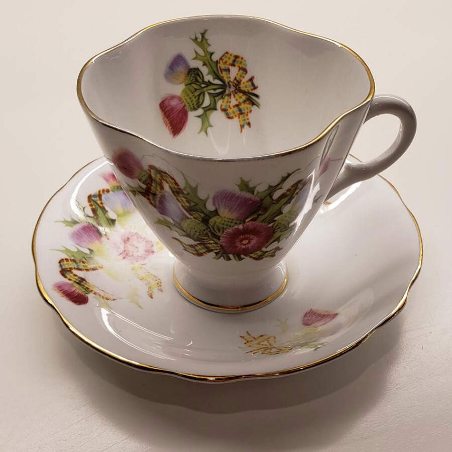 958-52 Footed Cup & Saucer Set by Clarence (England)-1