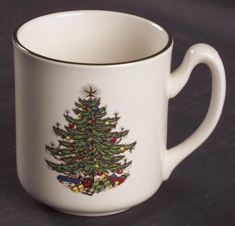 Christmas Tree (Narrow Green Band, White) Mug by Cuthbertson-1