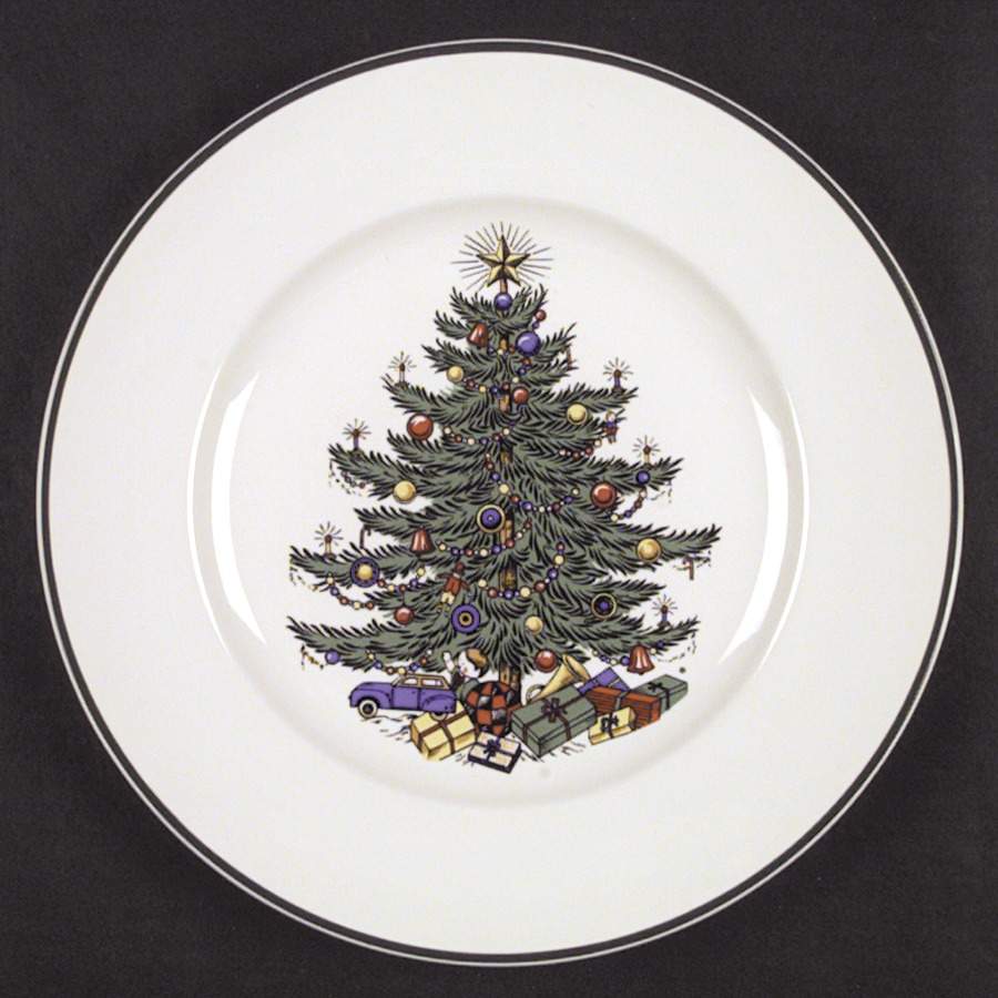 Christmas Tree (Narrow Green Band, White) Dinner Plate by Cuthbertson-1