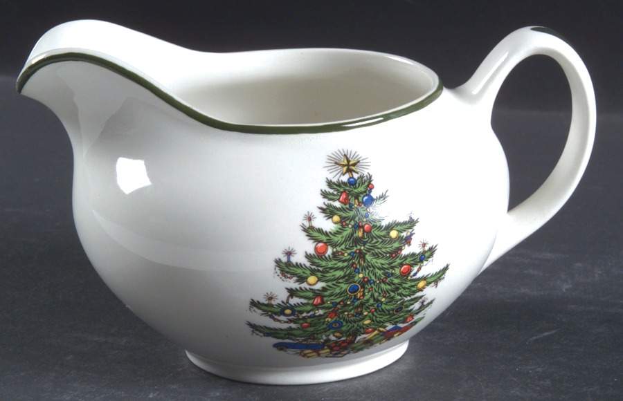 Christmas Tree (Narrow Green Band, White) Creamer by Cuthbertson-1
