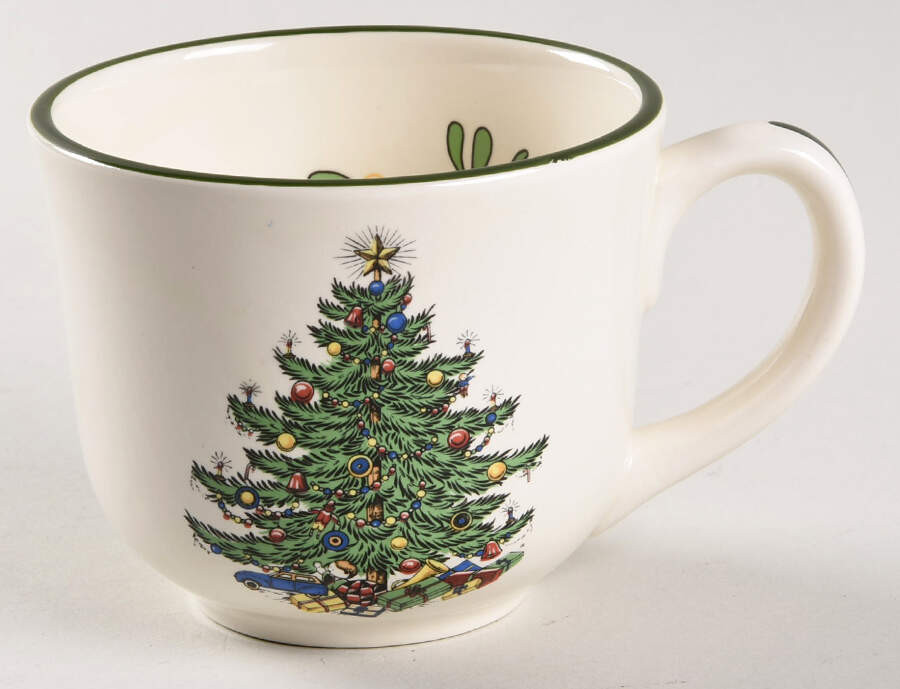 Christmas Tree (Narrow Green Band, White) Oversized Cup by Cuthbertson-1