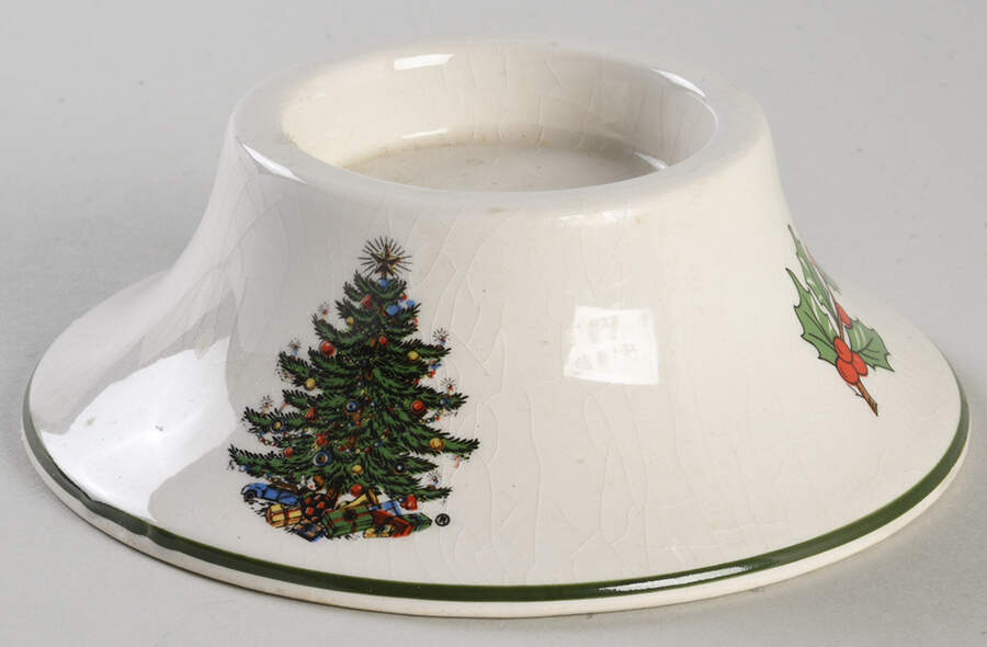Christmas Tree (Narrow Green Band, White) Pillar Candleholder by Cuthbertson-1
