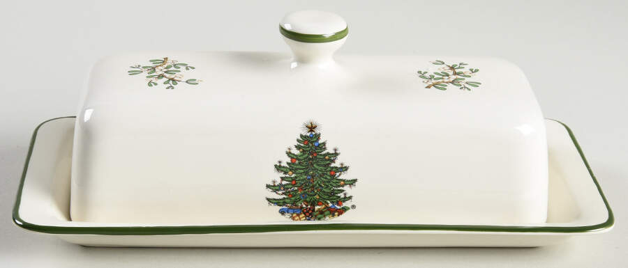 Christmas Tree (Narrow Green Band, White) 1/4 Lb Covered Butter by Cuthbertson-1