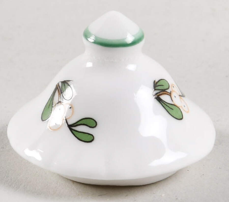 Christmas Tree (Narrow Green Band, White) Lid for Toy Sugar Bowl by Cuthbertson-1