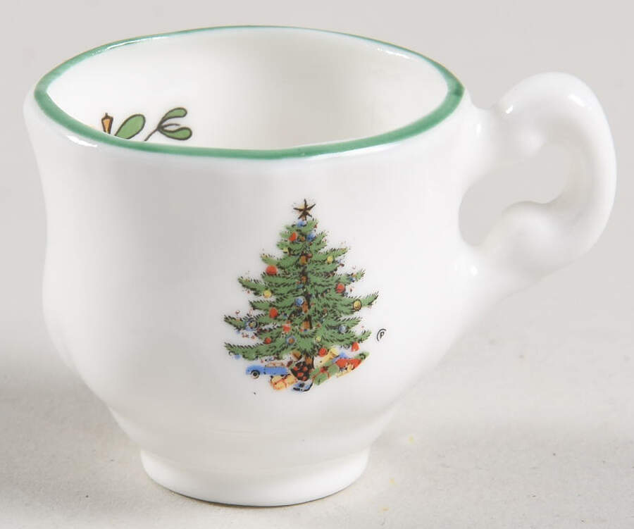 Christmas Tree (Narrow Green Band, White) Footed Toy Cup by Cuthbertson-1