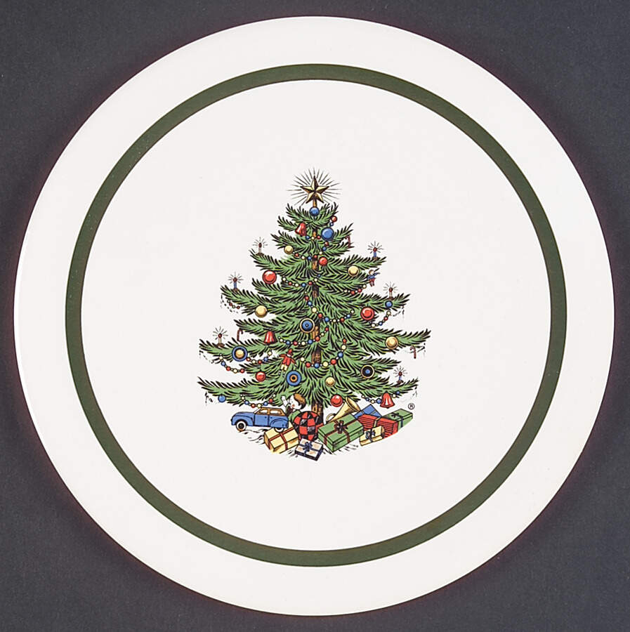 Christmas Tree (Narrow Green Band, White) Trivet by Cuthbertson-1