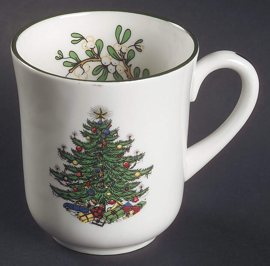 Christmas Tree (Narrow Green Band, White) Mug by Cuthbertson-1
