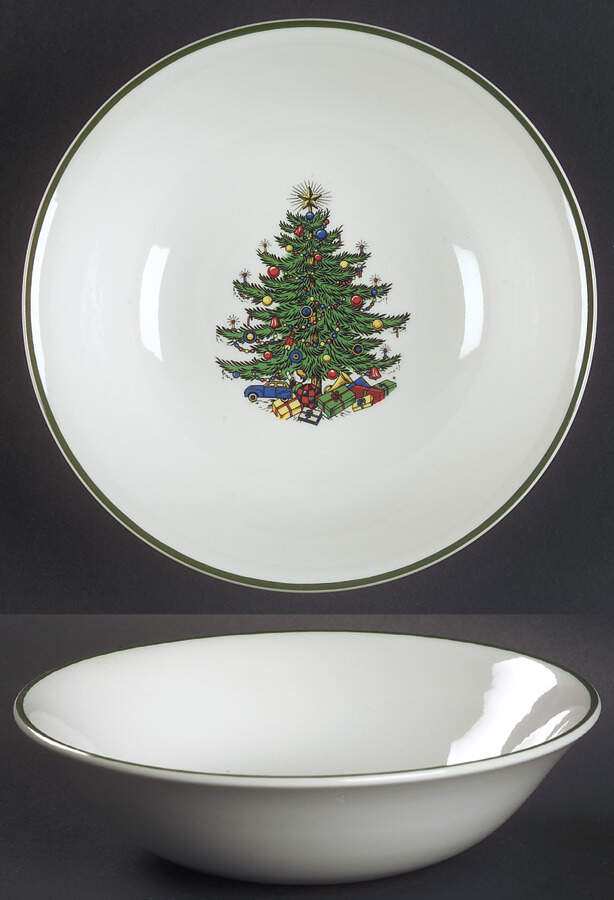 Christmas Tree (Narrow Green Band, White) Coupe Cereal Bowl by Cuthbertson-1