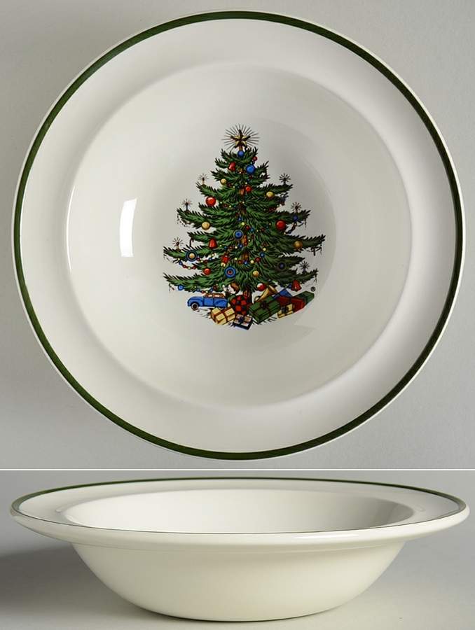 Christmas Tree (Narrow Green Band, White) Rim Fruit/Dessert (Sauce) Bowl by Cuthbertson-1